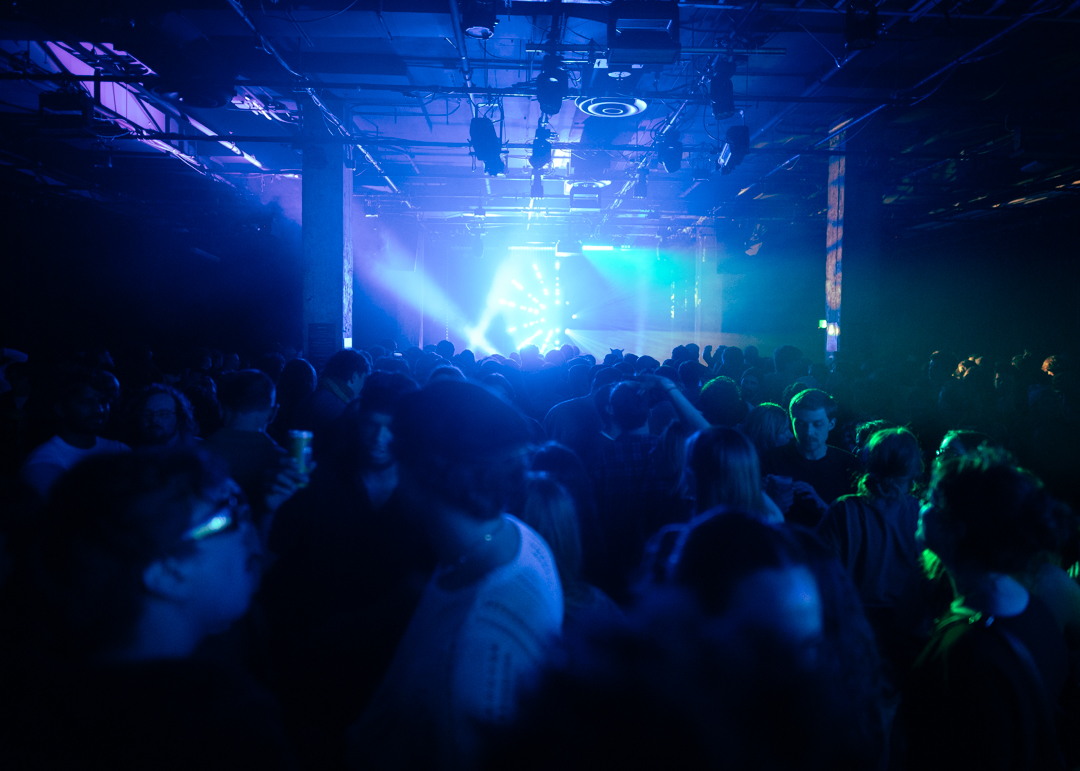 SAT crowd under blue lights